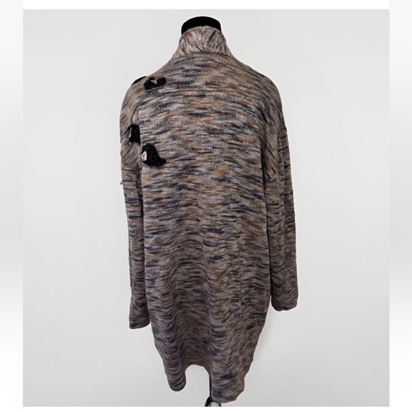 Vintage Peter Lai Cardigan Sweater M Art To Wear Designer Silver Brown Knit Boho - Picture 4 of 11